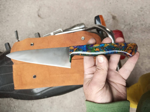 Nouveau Couteau de Chef en Acier Damas Cuivré Shannon Wright, Manche Coloré, Lame Droite, Dureté 58HRC, Chasse et Camping, 12 Pouces et Plus - Product Image 5