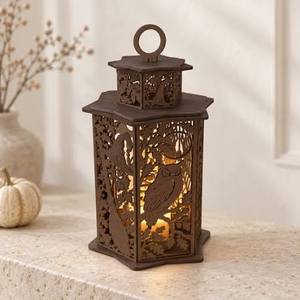 Lanterne à bougie d'Halloween en métal avec un design solide, couleur noire, pour la décoration de la maison, lanternes suspendues et au sol - Product Image 3