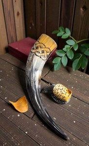 Handmade Natural Drinking Horn Traditional Viking Style Horn for <b>Beer</b> Mead Wine Ale and Beverage Serving - Product Image 4