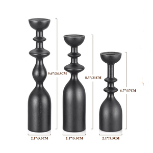 Portavelas de madera Low Moq Proveedor al por mayor Juego hecho a mano de 3 piezas Hecho de portavelas de madera de mango para Decoración - Product Image 4