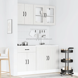 Gabinetes de cocina de madera blanca con juego de muebles de puertas para uso en cocina de apartamento o villa - Product Image 1