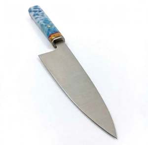 Outil de préparation triangulaire en acier satiné personnalisé, manche octogonal en résine nuage bleu ciel, pour le traitement sur site - Product Image 2
