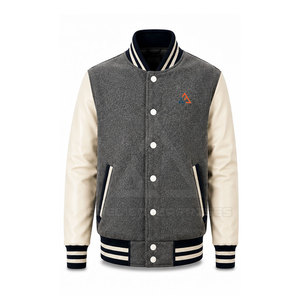 Veste à patchs brodés pour hommes en mélange de laine avec boutons-pression, style décontracté, vêtement d'extérieur tendance, vente en gros personnalisée, directement de l'usine - Product Image 2