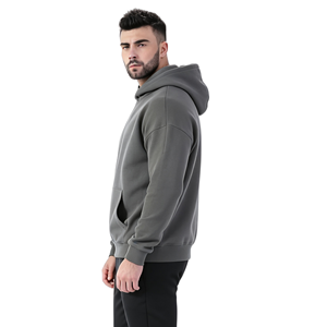 Sweat à capuche épais pour homme, style streetwear, coupe oversize, noir, personnalisable avec logo - Product Image 2