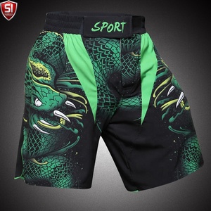 Pantalones Cortos de Boxeo para Hombre con Estampado de Dragón, Sublimados, de Secado Rápido, Deportivos, Cintura Elástica, Corte Medio, Verde y Negro, Poliéster, Cordón Ajustable - Product Image 1