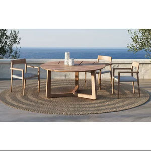 Table à manger sur piétement en teck massif, style minimaliste moderne, résistante à l'eau, écologique, fabriquée à la main pour usage commercial et résidentiel - Product Image 2