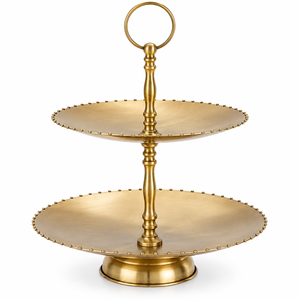 Gold Finished Round <b>Chocolate</b> Stand with Beaded Accent for Hotels Restaurants <b>Weddings</b> and Event Custom Sizes & Colors Available - Product Image 1