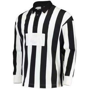 เสื้อกรรมการฟุตบอลสีขาวดำลายทาง แขนยาว ครึ่งซิป สำหรับกรรมการมืออาชีพ - Product Image 1