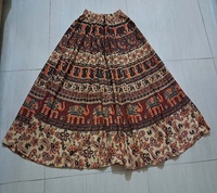 Falda gitana acampanada con estampado de estilo bohemio para mujer, algodón elástico largo, transpirable, informal, Retro, étnico, diseño Hippie,