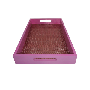 Bandeja de Servir de Madera MDF con Diseño Floral, Color Azul, Bandeja Económica para Servir Comida, Aperitivos, Café, Decorativa para Mesa, en Venta - Product Image 2