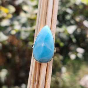 Larimar <b>Ring</b> <b>Men</b> Sterling <b>Silver</b> Natural Blue Gemstone Engagement Gift Handmade Jewelry Elegant - Product Image 1