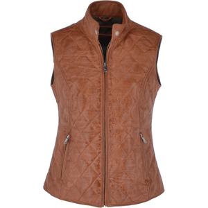 Gilet en cuir marron pour femmes avec couture de Style diamant et gilet matelassé en cuir - Product Image 1