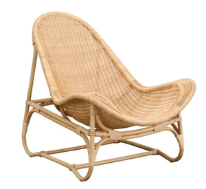 Sillón de Ratán Moderno Hecho a Mano con Respaldo Sólido para Muebles de Sala de Estar, Acabado Natural, Estilo Mid-Century - Product Image 1