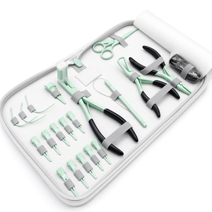 Kit d'outils professionnels pour extensions de cheveux avec pinces, aiguilles, crochets, applicateurs et ciseaux pour salons de beauté et kits d'extensions capillaires - Product Image 4