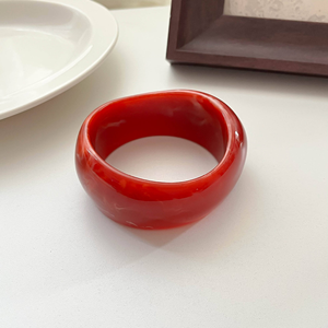 Bracelets en résine colorée, marbre et acétate, géométrie irrégulière transparente, bijoux vintage, bracelet en acrylique de créateur pour femmes - Product Image 4
