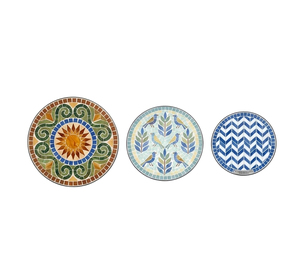 Ensemble de tables d'appoint rondes en mosaïque métallique, support de plantes d'extérieur, décoration de patio vintage marocaine - Product Image 3