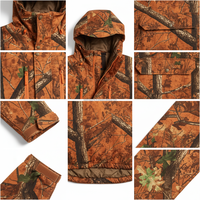 Veste de chasse imperméable en softshell camouflage pour l'hiver, unisexe, silencieuse, orange camouflage, coupe-vent, parka thermique à capuche pour la chasse au cerf