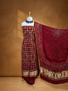 Costume Bandhani en pur tissu Gajji, fait main pour les collections ethniques de créateurs - Product Image 2