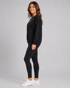 Women's Black Oversized Crewneck Sweatshirt With <b>Sequined</b> Dot Pattern Full Sleeve Knitted Winter Casual Wear Sweatshirt for <b>men</b> - Product Image 6