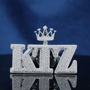 <b>King</b> <b>Crown</b> Pendant 925 Silver Rhodium Plated Moissanite Theme Luxury Pendant Custom Letter Name Pendant Hip Hop Jewelry For Men' - Product Image 1