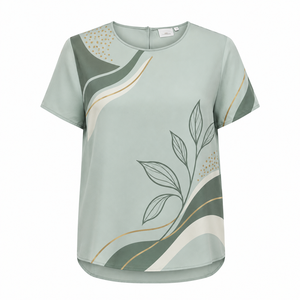 Servicio OEM, Camiseta de Verano para Mujer, Talla Grande, para Oficina, con Logotipo Personalizado, Estampado Sólido, Transpirable, de Manga Corta y Cuello Redondo - Product Image 3