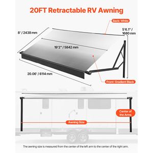 Kit complet d'auvent motorisé pour camping-car 20,06 pieds, cadre en aluminium rétractable électrique, tissu PVC imperméable - Product Image 2