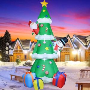 8FT <b>LED</b> <b>Lights</b> Inflatable Santa Claus and Snowman Outdoor Holiday Yard Decorations for Christmas <b>Tree</b> - Product Image 2