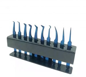 Pinces à cils professionnelles personnalisées pour maquillage, pinces à cils 3D pour extensions de cils, en acier inoxydable durable, longueur 10 mm, vente en gros - Product Image 1