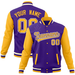 Custom Gradient Windproof Polyester/Cotton 140g Varsity <b>Jacket</b> Men's <b>Reversible</b> Fleece Baseball Custom Name Number Sublimation - Product Image 2