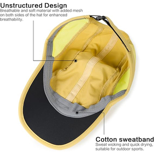 Casquette de sport jaune vif, respirante et à séchage rapide, avec panneaux en mesh, flexible, pour l'extérieur - Product Image 4