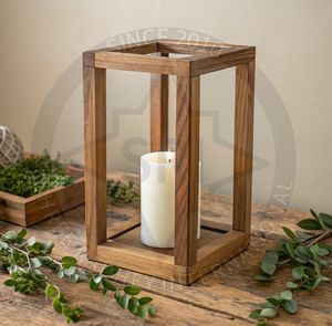 Farol de Jardín Moderno de Madera Plateada Hecho a Mano, Resistente al Calor, para Decoración de Bodas y Portavelas - Product Image 2