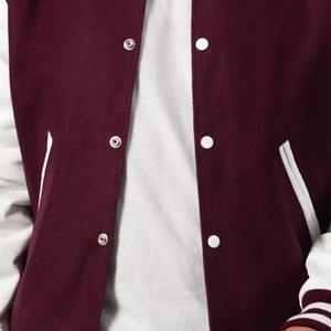 Modern Varsity Jacket Wool Blend Fabric Contrast Sleeves Snap Closure Rib Knit Trim Custom Logo School Sportswear Varsity Jacket - Product Image 6