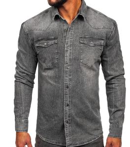 Chemises en jean pour hommes, coupe classique, en coton, écologiques, infroissables, décontractées, à manches longues, élégantes, pour la mode, vente en gros, fournisseur en vrac - Product Image 5
