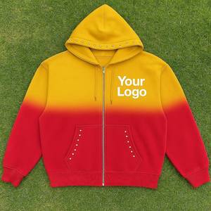 เสื้อฮู้ดซิปแบบไล่เฉดสีพร้อมโลโก้สั่งทำพิเศษสำหรับผู้ชาย สไตล์สตรีทแวร์ ผลิตจากโพลีเอสเตอร์/คอตตอน แห้งเร็ว พร้อมกระเป๋าติดกระดุม - Product Image 3