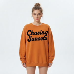 Women Oversize Crew Neck <b>Puff</b> Print Sweatshirt Polyester/Cotton Fleece Long Sleeve Drop Shoulder Eco-Friendly Front Street Wear - Product Image 1