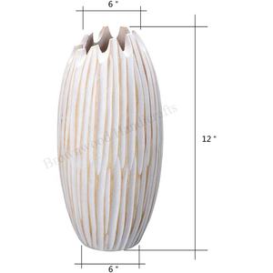 Vase décoratif d'art moderne de qualité supérieure en bois massif sculpté à la main Vase décoratif en bois de manguier sculpté pour acheteurs en gros - Product Image 3