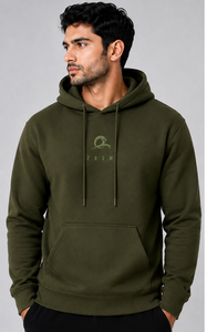 Sweat à capuche homme vert olive de haute qualité 100 % polyester épais coupe classique pull-over personnalisé broderie frontale ODM écologique - Product Image 1