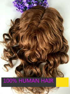 HT250 Colore Marrone <span class=keywords><strong>Chiaro</strong></span> con Parte Centrale Scura # Parrucchino Personalizzato per Donne, 6 Pezzi, 100% <span class=keywords><strong>Capelli</strong></span> Umani Vergini Indiani, Lunghezza 14 Pollici, Onda Morbida BW - Product Image 1