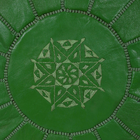 Pouf ottoman rond en cuir véritable marocain moderne, fait à la main, vert, repose-pieds pour chambre à coucher, chaise d'anniversaire, magasin Biyadina