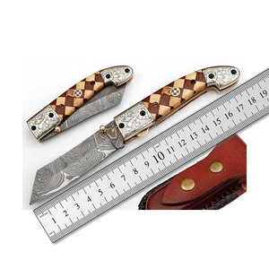 Couteau de poche pliant tactique de survie en plein air à lame Tanto en acier Damas de qualité industrielle avec manche en bois – Prix de gros - Product Image 5