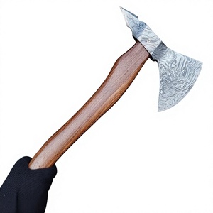 Forged Steel Tomahawk <b>Axe</b> With Wood <b>Handle</b> Survival Hatchet Custom Damascus Blade Design - Product Image 1