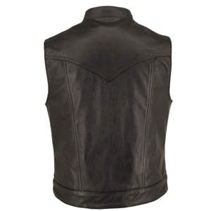 VIBE SEWN <b>Men's</b> Genuine Cowhide <b>Leather</b> Sleeveless <b>Vest</b> Zipper Closure Casual Motorcycle Biker Eco-Friendly Breathable Winter - Product Image 6