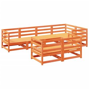 Set di divani da giardino di medie dimensioni in legno di pino massiccio marrone cerato - Product Image 2