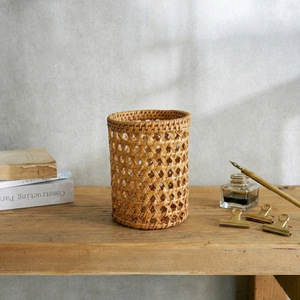 Porte-crayons en rotin pour l'école, la maison, le bureau, panier à stylos écologique, organiseur de fournitures scolaires - Product Image 5