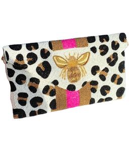 <b>Cuteness</b> Embroidery Pink & Blue Bows Beaded Summer Clutch <b>Purse</b> In Latest Fashion With Elegant Craftsmanship By Hiba Enterprises - Product Image 4