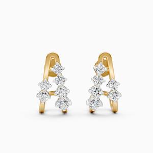 Boucles d'oreilles Bold avec diamant de laboratoire de 0,79 ct, éclat angulaire, en or jaune, blanc et rose 9 carats - Product Image 3