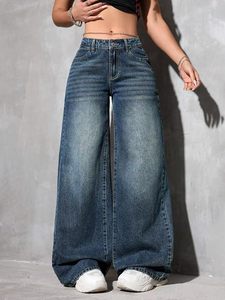 Jean pour femme 100% coton denim coupe large bleu foncé avec ceinture boutonnée longueur intégrale décontracté écologique style premium Abdul Royal World - Product Image 4