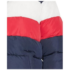 Custom OEM Winter Puffer Jacket Men Color Block Warm Sherpa Lined Hooded Bubble <b>Coat</b> - Product Image 3