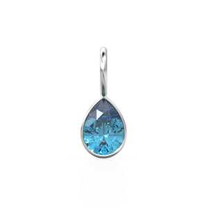 Pendentif Breloque en Or Jaune Massif 14 carats avec Topaze Bleue Suisse 7mm, Monture pour Bijoux / Pierre de Naissance de Décembre / Pierre Précieuse Bleue / Coupe Poire - Product Image 5