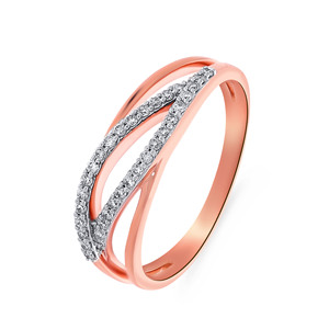 Delicate and <b>Dainty</b> Rose Gold Tone Stackable Band <b>Ring</b> for Women Adorned with Micro Pave Set Clear Cubic Zirconia Diamonds - Product Image 1